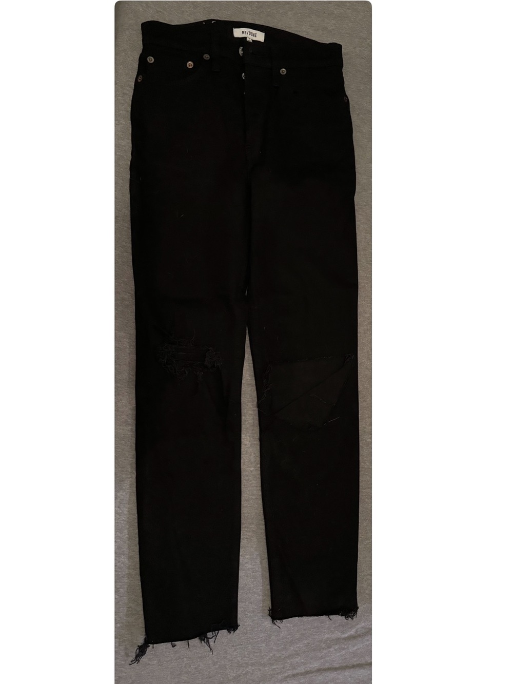 Re/Done Black Skinny Jeans with Distressed Knees